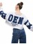 Kayık Yaka Baskılı Crop Sweashirt 1