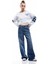 Kayık Yaka Baskılı Crop Sweashirt 2