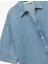 Oversize V Yaka Pamuklu Yarım Kollu Jean Gömlek 3