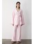 Pembe Pamuklu Kimono Bol Paça Pantolon Takım 1