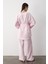 Pembe Pamuklu Kimono Bol Paça Pantolon Takım 4