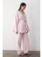 Pembe Pamuklu Kimono Bol Paça Pantolon Takım 5