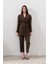 Tencel Kemerli Kruvaze Blazer Ceket Acı Kahve 4