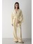 Sarı Pamuklu Kimono Bol Paça Pantolon Takım 1