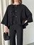 Siyah Yarasa Kol Bağcık Düğme Detaylı Takım 2
