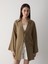 Olive %100 Pamuk Keten Bağcık Detaylı Kimono Bluz 1