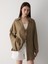 Olive %100 Pamuk Keten Bağcık Detaylı Kimono Bluz 5