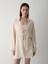 Taş %100 Pamuk Keten Bağcık Detaylı Kimono Bluz 1