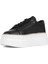 Kadın Siyah Bağcıklı Kalın Tabanlı Deri Sneaker 4