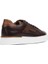 Erkek Kahverengi Bağcıklı Kalın Tabanlı Deri Sneaker 5