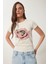 Çiçek Baskılı Örme T-Shirt 2