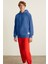 Benda Erkek Yumuşacık Kumaşlı Kapüşonlu Kordonlu Regular Fit Saks Mavi Sweatshirt 1