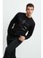 Jax Erkek Düz Önü ve Arkası Baskılı Bisiklet Yaka Siyah Sweatshirt 3