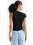 Slim Fit Dar Kesim Tek Omuzlu Ribana Siyah Bluz F2453AX25SM 6