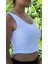 Kadın Beyaz Basic Ribana Atlet Crop – Likralı Spor Üst 2