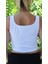 Kadın Beyaz Basic Ribana Atlet Crop – Likralı Spor Üst 3