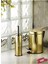 Sas Haus Pedallı Çöp Kovası Tuvalet Wc Fırçası Banyo Çöp Kovası 2li Banyo Seti 5 Litre Gold Vintage 1
