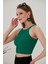 Yeşil Fitted/vücuda Oturan Iki Omuzu Açık Miami Fitilli Esnek Örme Bluz 4