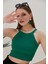 Yeşil Fitted/vücuda Oturan Iki Omuzu Açık Miami Fitilli Esnek Örme Bluz 5