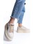 Prag Bağcıklı Ortopedik Taban Desenli Kadın Sneaker Spor Ayakkabı Ckt - Krem 1