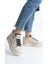 Dına Bağcıklı Fermuarlı Ortopedik Taban Kadın Sneaker Spor Ayakkabı Ckt - Krem/gri/altın 2