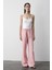 Pembe Beli Lastikli Pamuklu Keten Pantolon 2