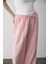 Pembe Beli Lastikli Pamuklu Keten Pantolon 5