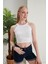 Beyaz Fitted/vücuda Oturan Iki Omuzu Açık Miami Fitilli Esnek Örme Bluz 2