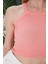 Pudra Fitted/vücuda Oturan Iki Omuzu Açık Miami Fitilli Esnek Örme Bluz 7