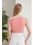 Pudra Fitted/vücuda Oturan Iki Omuzu Açık Miami Fitilli Esnek Örme Bluz 8