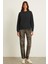 Akselı Kadın Bisiklet Yaka Içi Polarlı Oversize Fit Basic Organik Cotton Siyah Sweatshirt 2