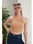 Bej Fitted/vücuda Oturan Iki Omuzu Açık Miami Fitilli Esnek Örme Bluz 1