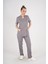 Aylu Model Soft Likra Gri Doktor Hemşire Hastane Scrubs Üniforma Takımı 1