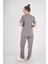 Aylu Model Soft Likra Gri Doktor Hemşire Hastane Scrubs Üniforma Takımı 3