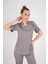 Aylu Model Soft Likra Gri Doktor Hemşire Hastane Scrubs Üniforma Takımı 4