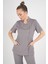 Aylu Model Soft Likra Gri Doktor Hemşire Hastane Scrubs Üniforma Takımı 5