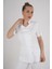 Aylu Model Soft Likra Beyaz Doktor Hemşire Hastane Scrubs Üniforma Takımı 5