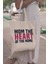 Mom The Heart Of The Home Anneler Günü Anneye Hediye Baskılı %100 Pamuklu Ham Bez Bej Çanta 1