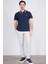 3945 Erkek Polo Yaka Penye Pike T-Shirt Lacivert 2