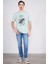 Çetinkaya Chester Polo 3844 Bisiklet Yaka 30/1 Penye Comfort Baskılı T-Shirt Koyu Çağla 1