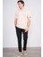 Çetinkaya Mentality 3366 Erkek Fermuarlı Polo Yaka Jakarlı T-Shirt Bej - Beyaz 2