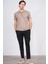 3803 Erkek Fermuarlı Polo Yaka T-Shirt Vizon 2