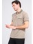 3774 Erkek Polo Yaka Baklava Desen T-Shirt Vizon-Bej 1