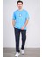 Çetinkaya Chester Polo 3866 Bisiklet Yaka 30/1 Penye Regular Baskılı T-Shirt Mavi 2