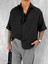 Erkek Oversize Kısa Kollu Müslin Gömlek Siyah 1