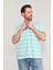 3941 Erkek Polo Yaka Ringelli 1-1 Pike T-Shirt Mint-Beyaz 1
