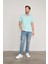 3941 Erkek Polo Yaka Ringelli 1-1 Pike T-Shirt Mint-Beyaz 2