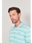 3941 Erkek Polo Yaka Ringelli 1-1 Pike T-Shirt Mint-Beyaz 3