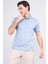 4008 Erkek Polo Yaka Jakarlı Merserize T-Shirt Mavi 1