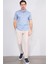 4008 Erkek Polo Yaka Jakarlı Merserize T-Shirt Mavi 2